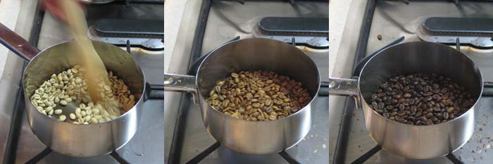 Coffee roasting home saucepan