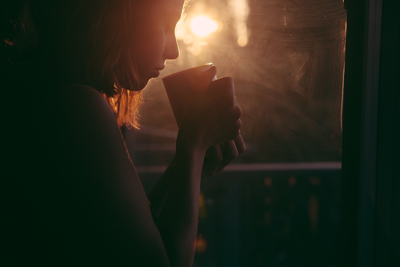 girl, drinking, tea